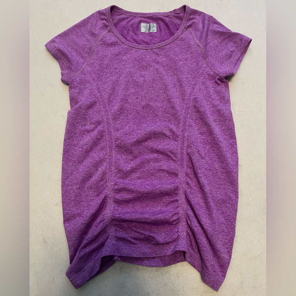 Athleta Women’s Purple Fastest Track Tee Short‎ Sleeve Scrunch Sides Sz M
